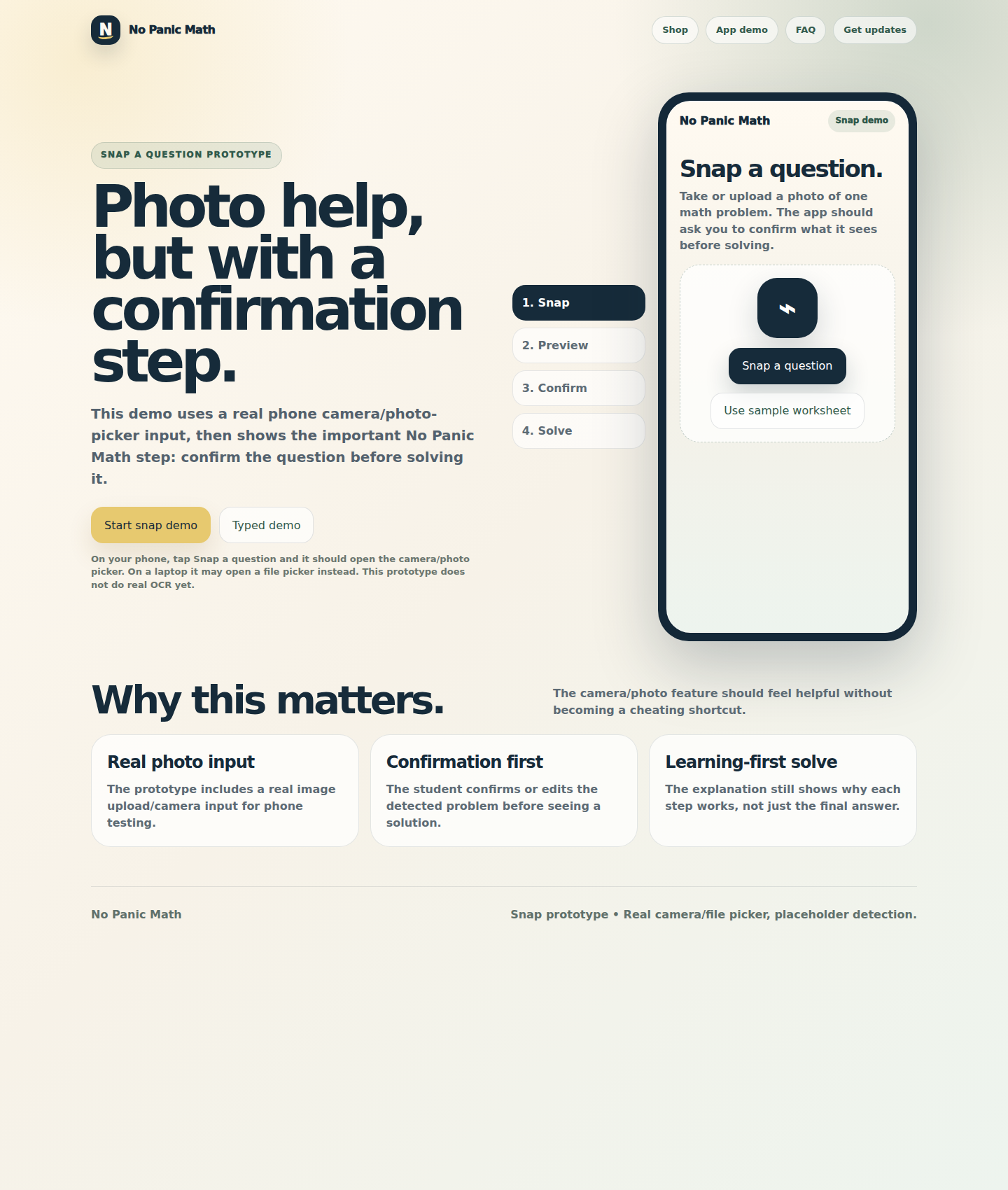 Snap a question app demo screenshot